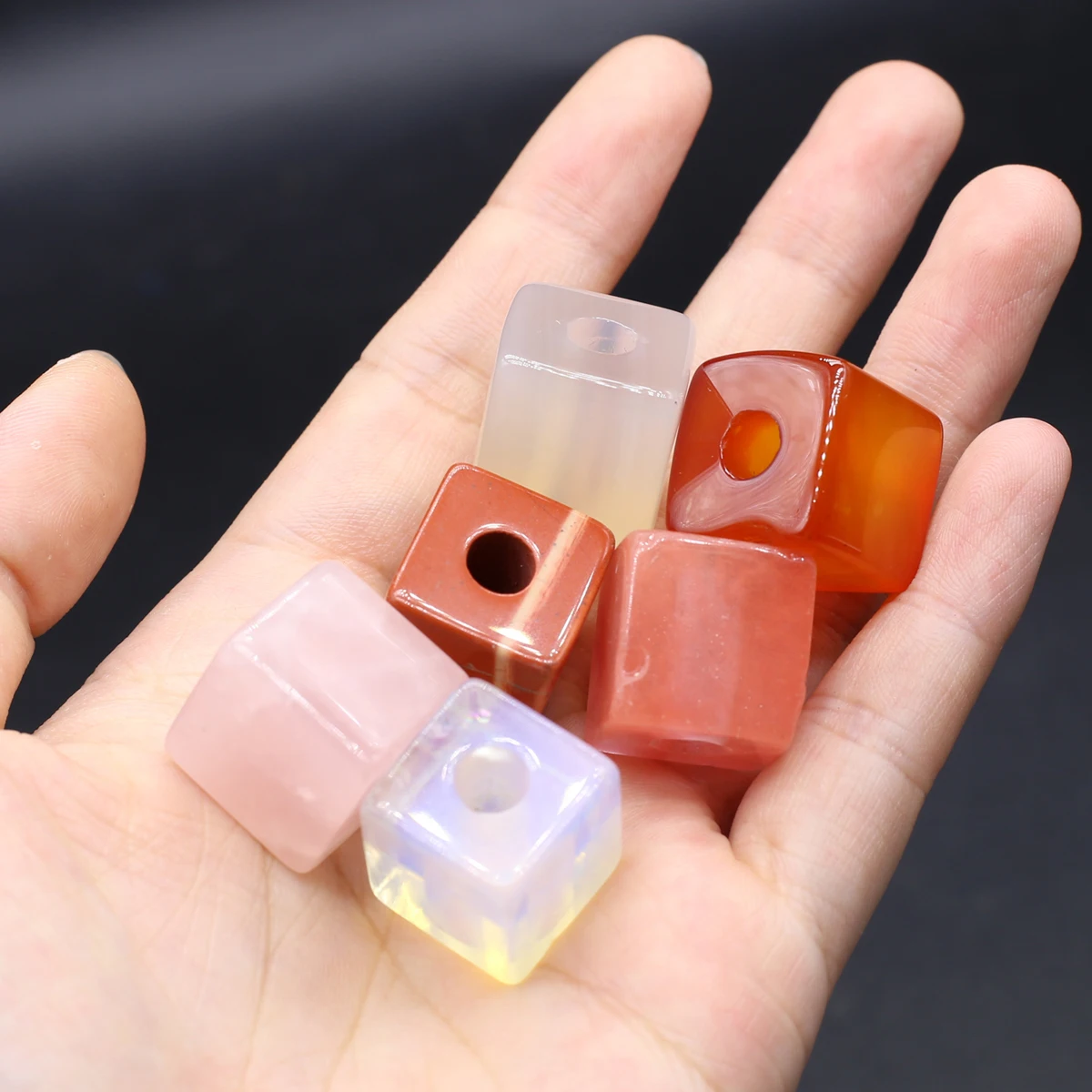 2pcs Crystal Agate Natural Semi Precious Stones Random Square Beads Spiritual Gemstones Home Ddecoration Jewelry Gifts