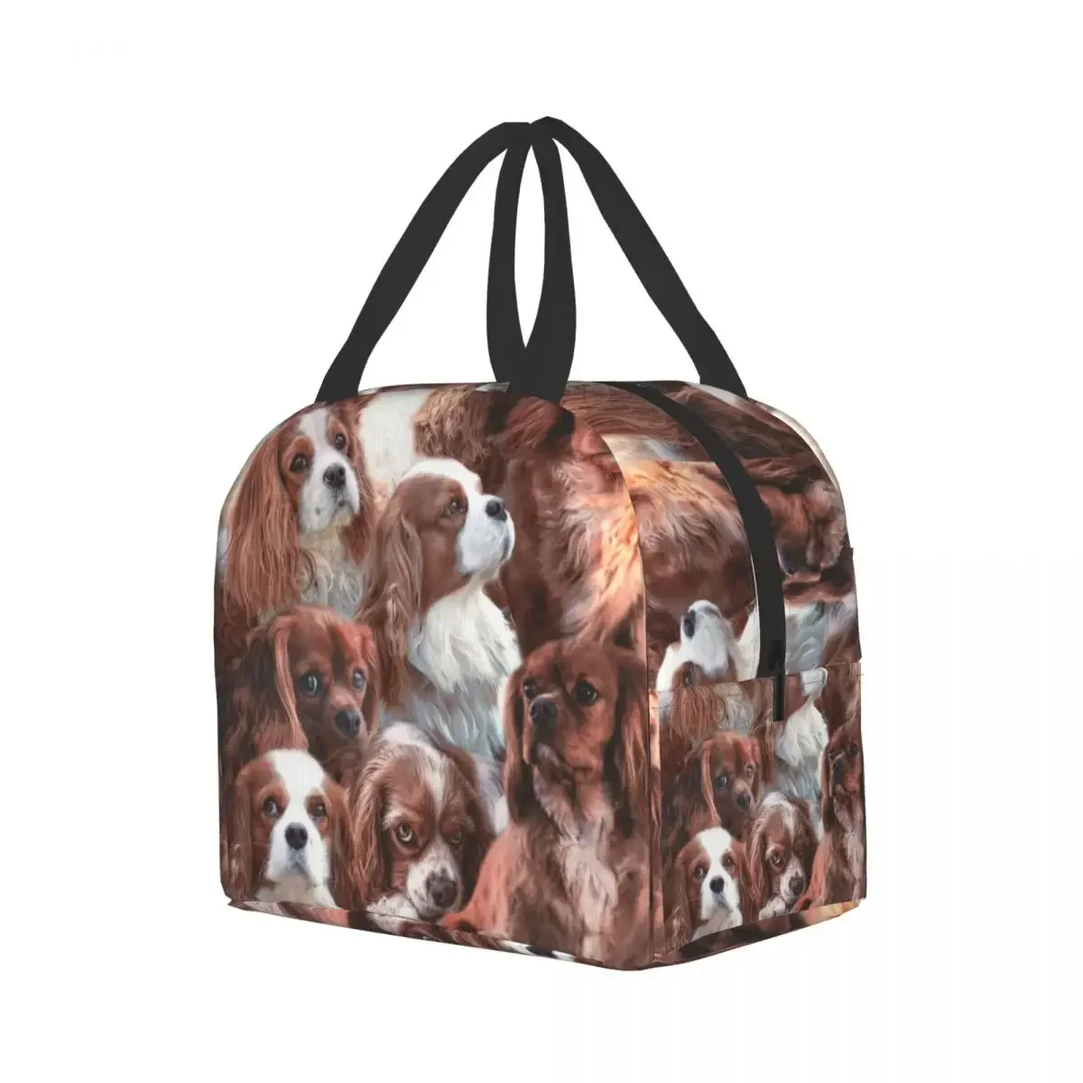 Cute Dog Cavalier King Spaniel Thermal Insulated Lunch Bag Women Resuable Lunch Container for Work School Travel Picnic