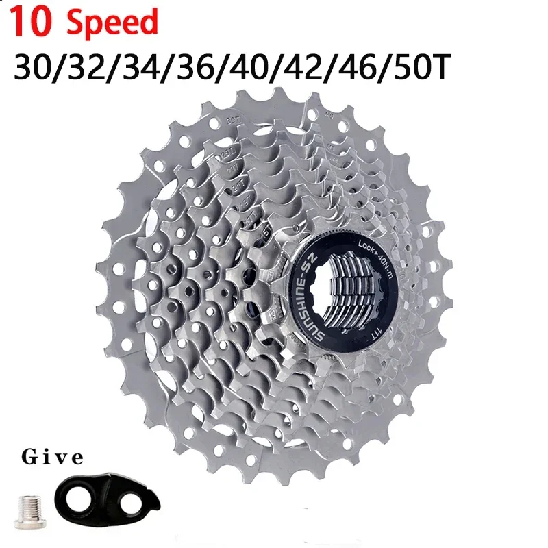 SUNSHINE 10 Speed Cassette MTB Bike Road Bicycle Mountain Freewheel 10S Sprocket K7 10V 30T 32T 34T 36T 42T 46T 50T for HG Hub