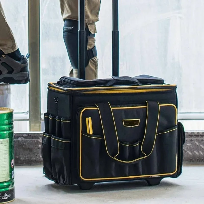 Professional Multifunctional Toolkit with Wheels Electrician Backpack Portable Trolley Tools Organizer Carpenter Hard Work Bags