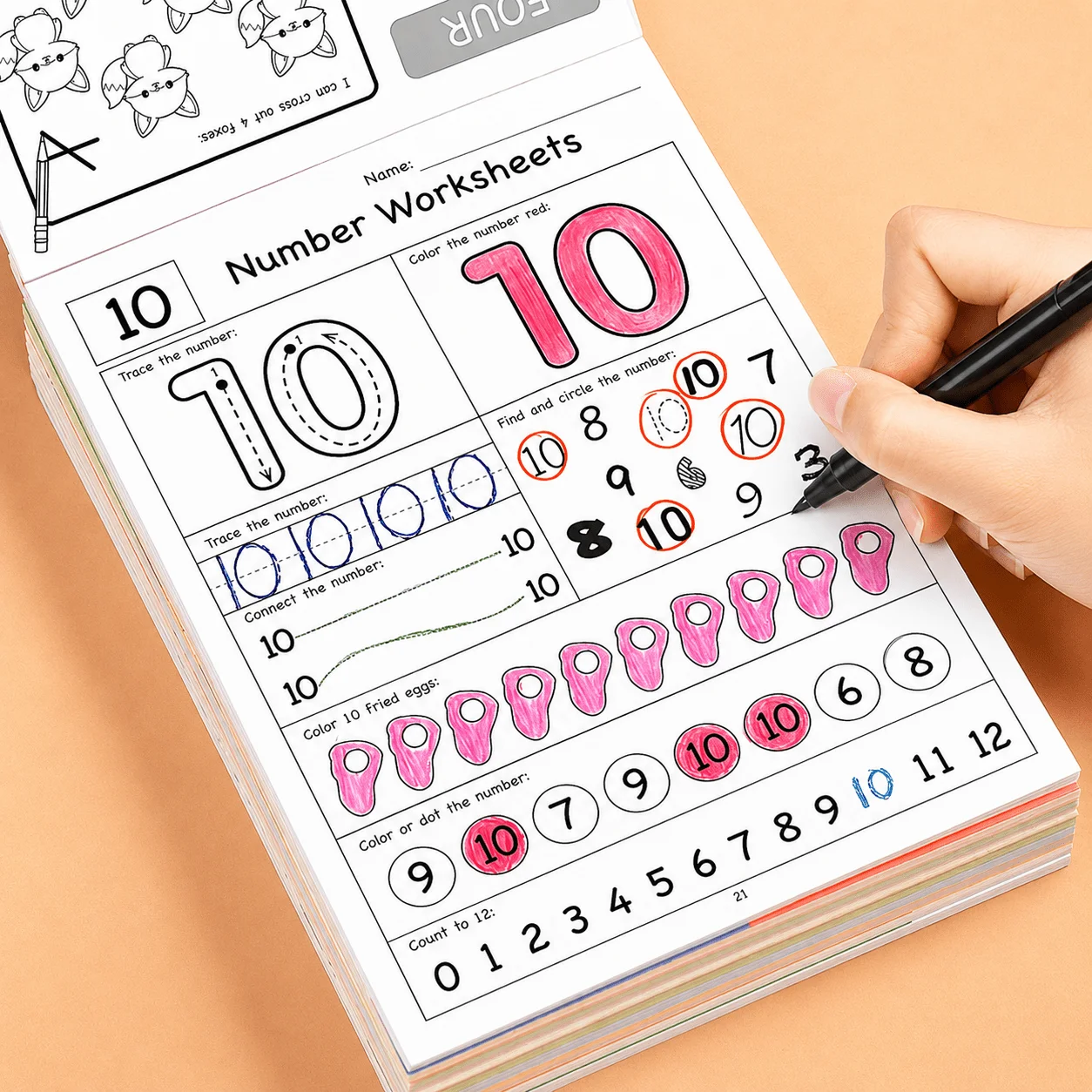 32 Pages Numbers Tracing Workbook, Handwriting Practice Worksheets, Preschool Counting Activity Book, Early Math Learning Book