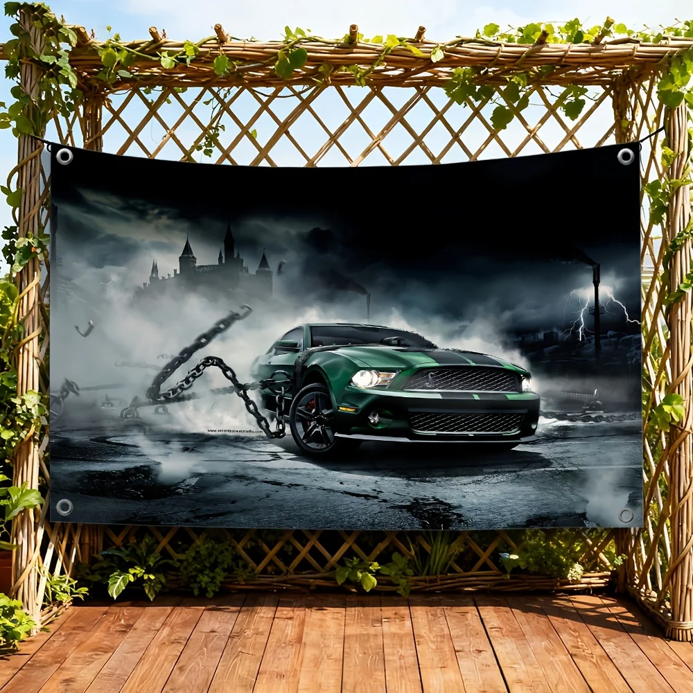 Ford Mustang Muscle Car Flag Tapestry Wall Banner Racing Speed Decor for Man Cave Garage Art Gift Anime Speed Car Poster