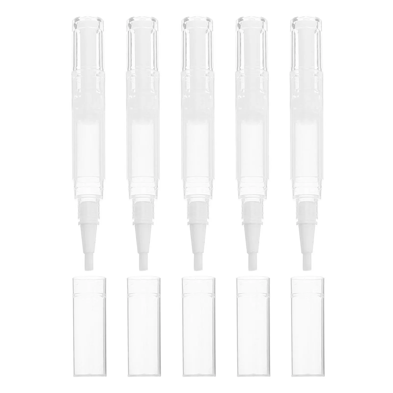 5Pcs Nail Oil Pen Versatile Twist Transparent Refillable Makeup Nail Brush Pen Cuticle Oil Serum Container Lip Gloss Tube