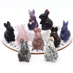 Figurines de lapin elfe en cristal naturel améthyste, 1.5 pouces, Agate à Quartz, animaux artisanaux, sculpture sur pierre, guérison, cadeau de décoration pour la maison