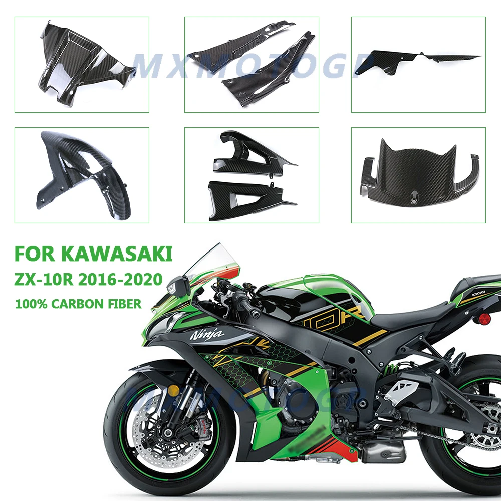 

For Kawasaki ZX-10R ZX10R 2016 - 2018 2019 2020 100% Carbon Fiber Fender Tank Side Panel Full Fairing kts Motorcycle Accessories
