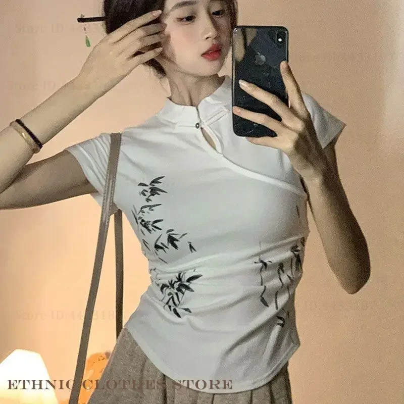 

Новый китайский стиль Qipao, модная женская элегантная блузка в стиле Тан, топ Cheongsam, сексуальная тонкая рубашка, традиционная китайская одежда