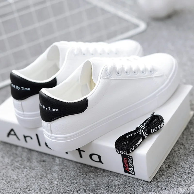 Women Sneakers 2024 Fashion Breathble Vulcanized Shoes Pu Leather Platform Shoes White Lace Up Casual Shoes Zapatos Mujer