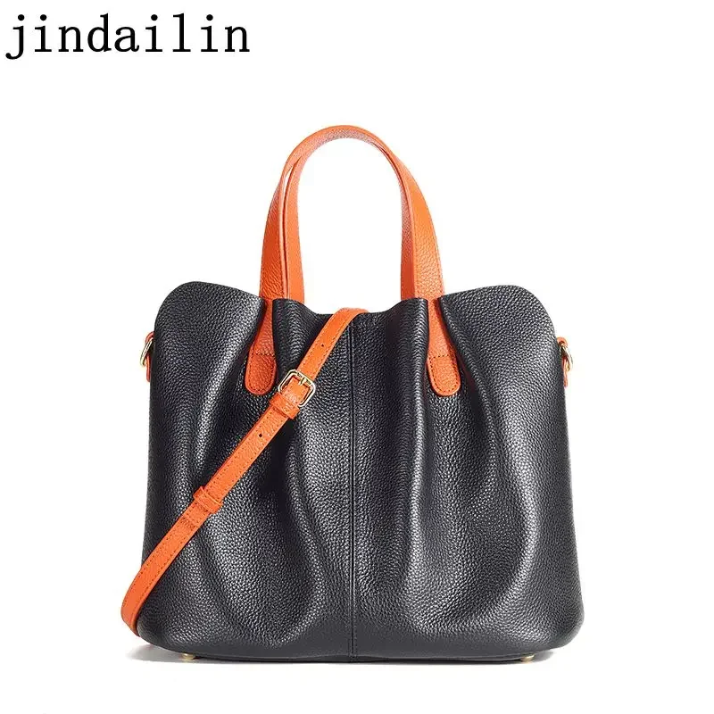 

Retro first layer cowhide women's bag Real cowhide large capacity tote bag Advanced Portable shoulder crossbody bags for women