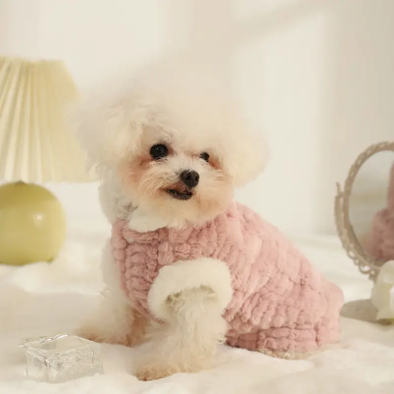 Pet Rabbit Hair Coat Dog Pet Clothes Autumn and Winter Warm Plush Vest Bears Small Dog Cute Vest Teddy Puppy Dog Clothes Winter