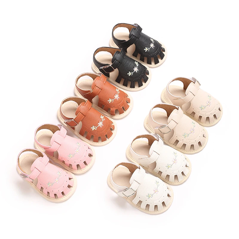 

Sweet 0-12M Baby Cute Open toed Pre school Summer Sandals Black Princess Casual Soft Cloth Bottom Non slip Single Shoe Women's