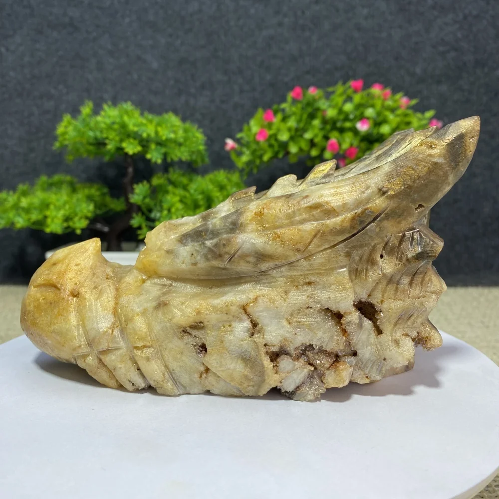 

Натуральный кристалл голова дракона череп необработанный драгоценный камень сферит гальванический кварц минеральный образец уникальный домашний декор фигурка ремесло