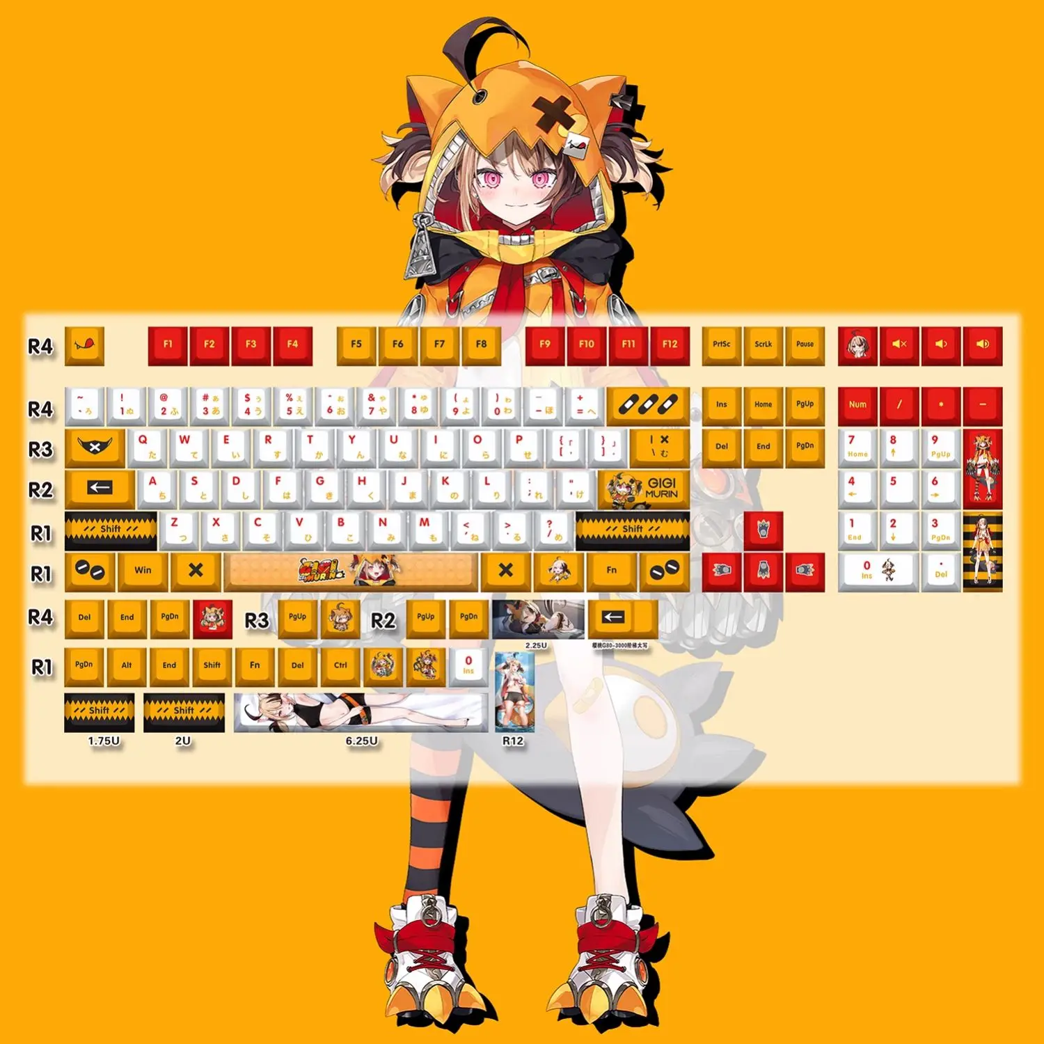 Gigi Murin Key Cap Hololive Vtuber Keycaps MOD PBT DYE Sublimation