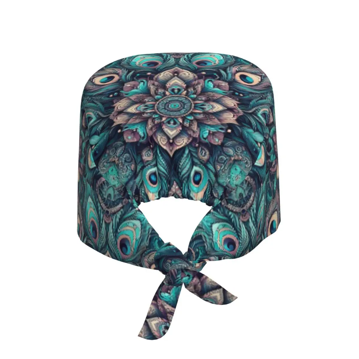 Шапка-скраб с павлиньими перьями, рабочая хирургическая шапочка для врача, мужская и женская регулируемая шапочка для кормления для стоматолога