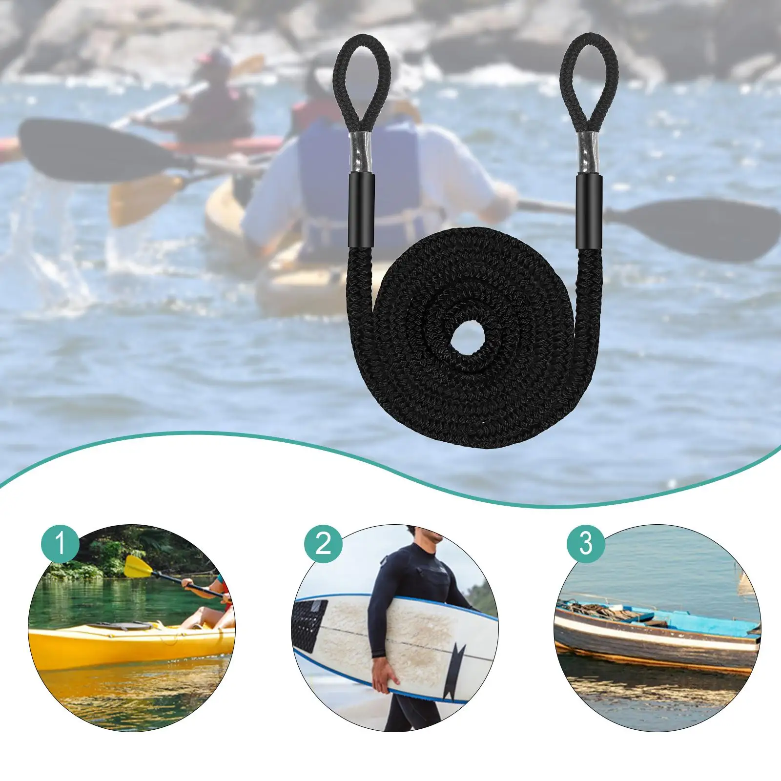 1/2 "Dock Line Nylon Resistente all'usura Facile da movimentazione Linea di barche Docking Corda di ormeggio Corda per barca per pesca Canoa Barca a motore Pontone