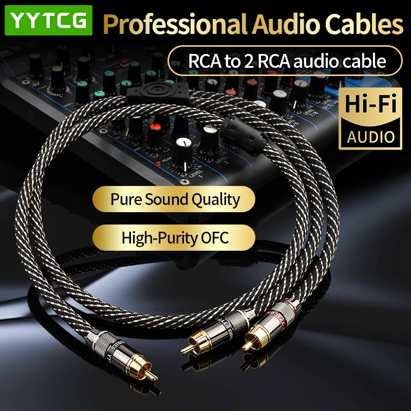 

YYTCG HiFi RCA Male to Dual RCA Male Splitter Cable, 1-to-2 Audio Cord for PC Speaker Amplifier