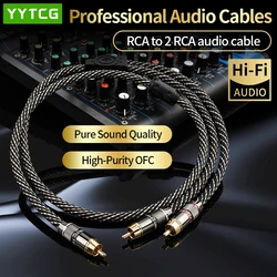 YYTCG HIFI rca to 2rca audio cable 6N OFC Subwoofer Y Cable RCA 1 Male to 2 Male Audio cable for Speaker,DVD, TV, Amplifier