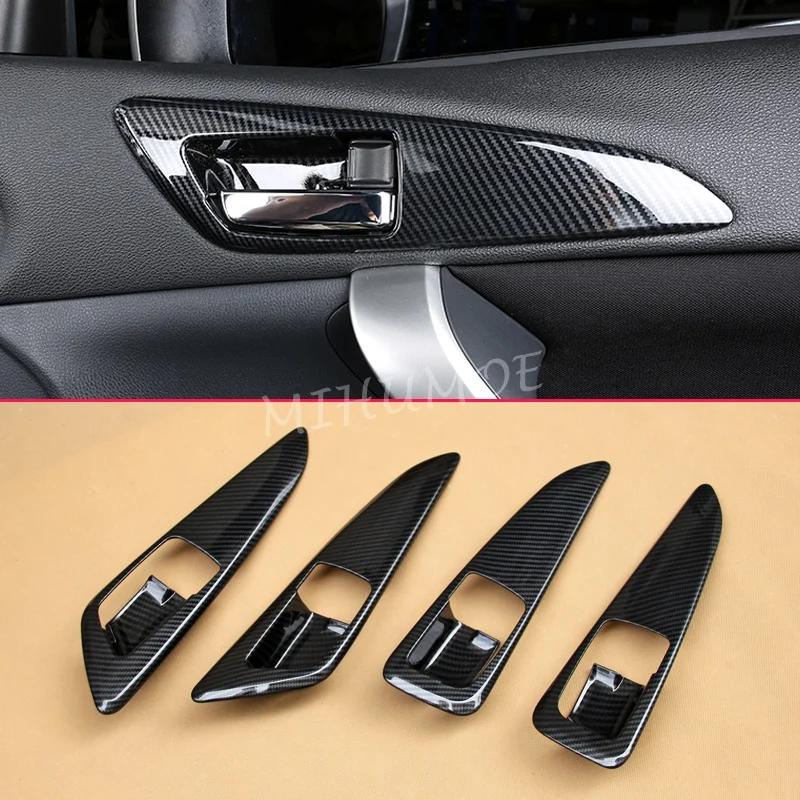 

For 2018-2024 Mitsubishi Eclipse Cross Carbon Fiber Interior Door Handle Surrounds Cover Trims Accessories Black