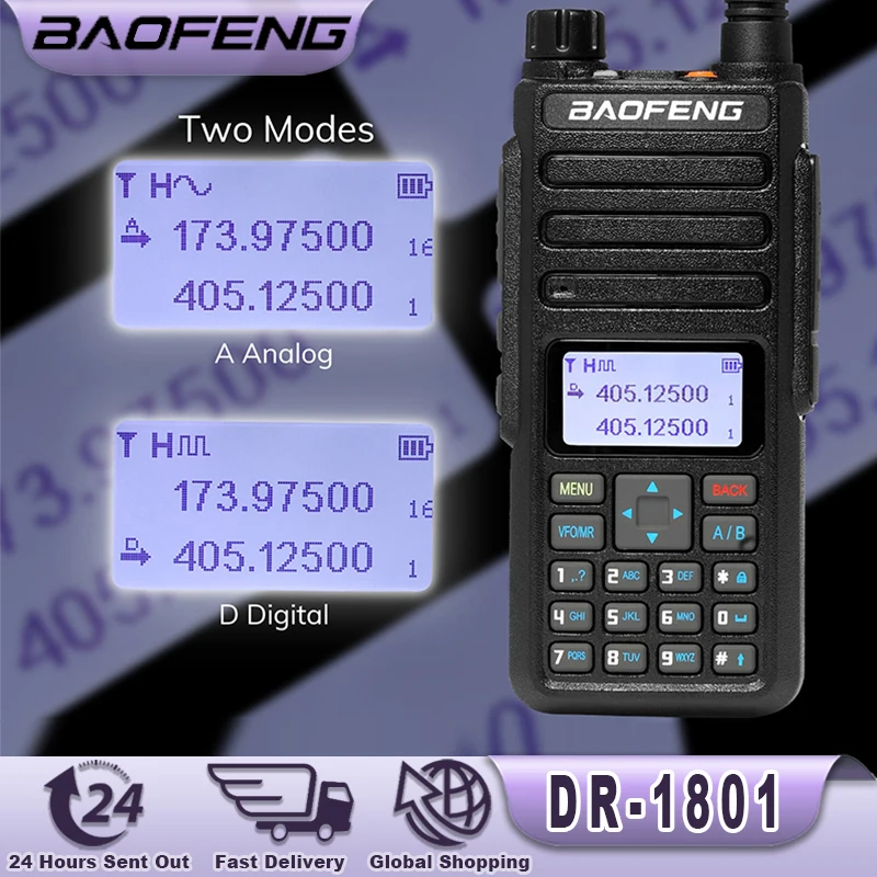 Baofeng DR-1801 Walkie Talkie Tier 1 + 2 Dual Time Slot Digital UV Dual Band 136-174 e 400-470MHz DMR Radio Radio bidirezionale DM-1801