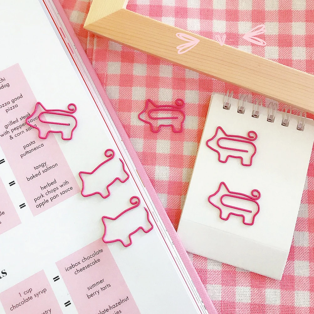 

20pcs Creative Paper Clips Pig Shape Premium Metal Strong Hold Bookmark For Notes Photos Home Office School Stationery Supply