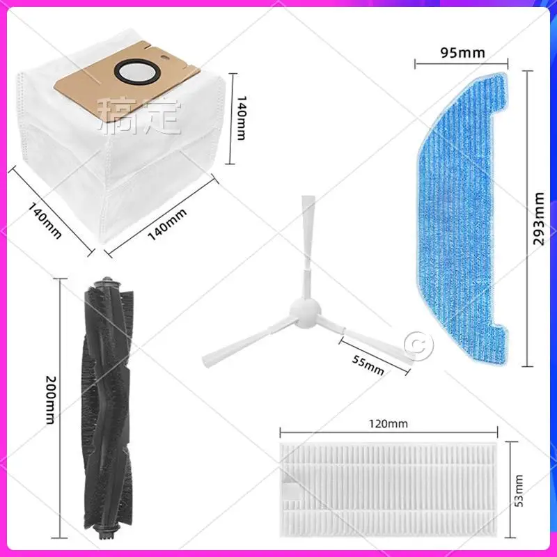 AU-Vacuum Cleaner Main Brush Roller Side Brush Filter Mop Pad Dust Bag Parts Accessories Fit For Neabot Nomo Q11