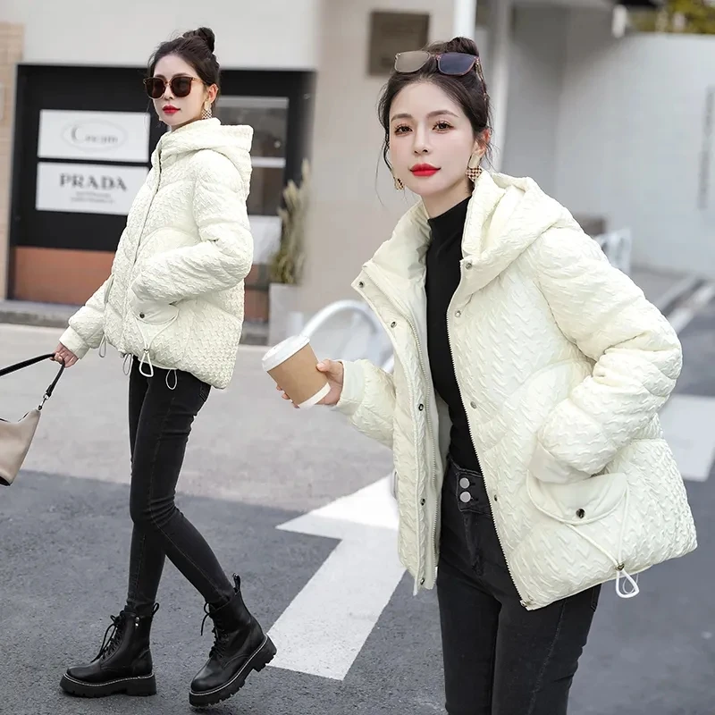 Giacca invernale Nuovo abbigliamento da donna Parka con cappuccio Addensare Cappotto imbottito in cotone Capispalla corto allentato casual antivento femminile