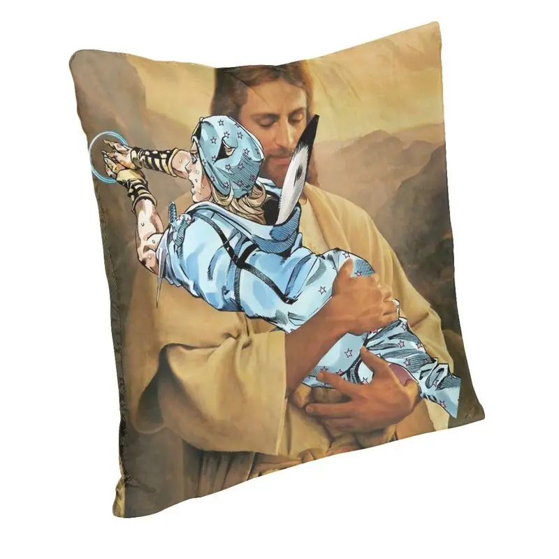 JOJO\'s Unique Adventures Of Polnareff Jesus Cushion Cover 45x45 Home Decorative 3D Printing Throw Pillow for Car Double-sided