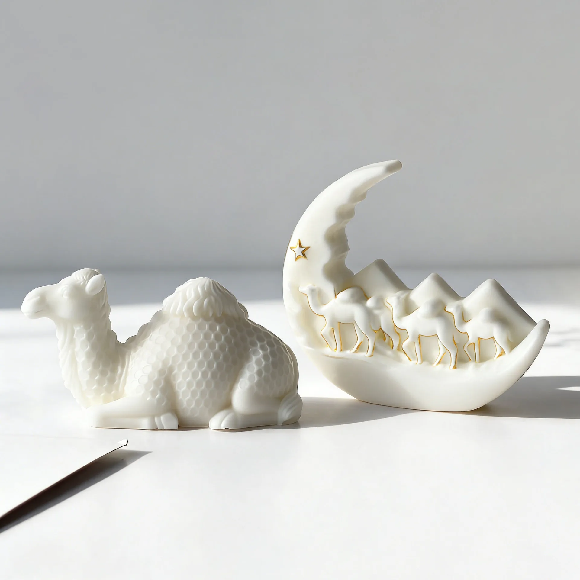 Molde de Silicona para Velas Aromáticas, Molde Flexible de Silicona con Forma de Luna y Camello, de Grado Alimenticio, para Hacer Velas, Jabones y Resina