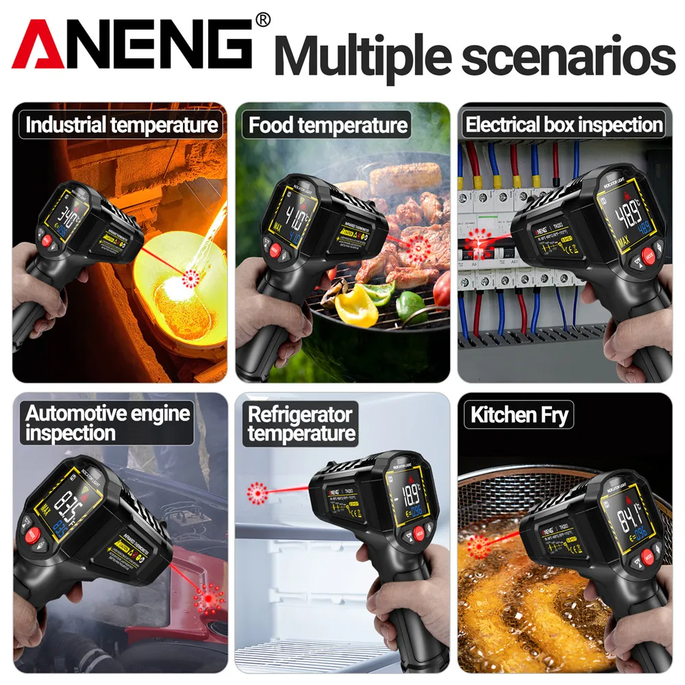 ANENG Smart Temperature Gun TH203 Industrial Infrared Thermometer Tester Meter -50 ~ 600 ℃ Pyrometer Tools