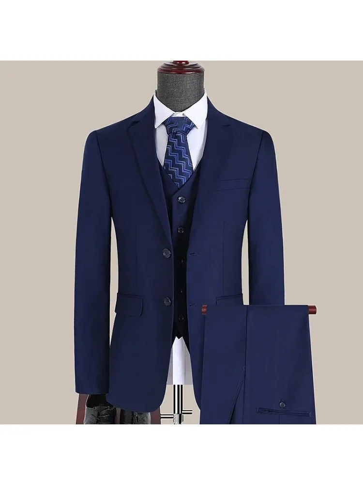 Costume S-7XL nouveau (Blazer + gilet + pantalon) Version coréenne de vêtements de travail ajustés mode hommes d'affaires costume de Gentleman de mariage décontracté