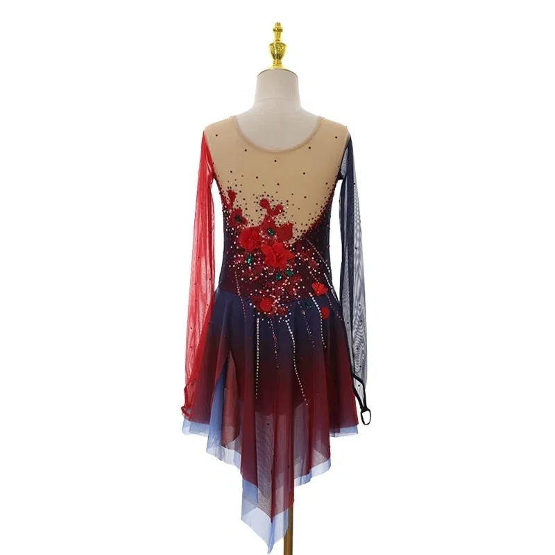 Trajes de patinação artística/fiação/desempenho personalizados para meninas, vestidos de performance para adultos e crianças