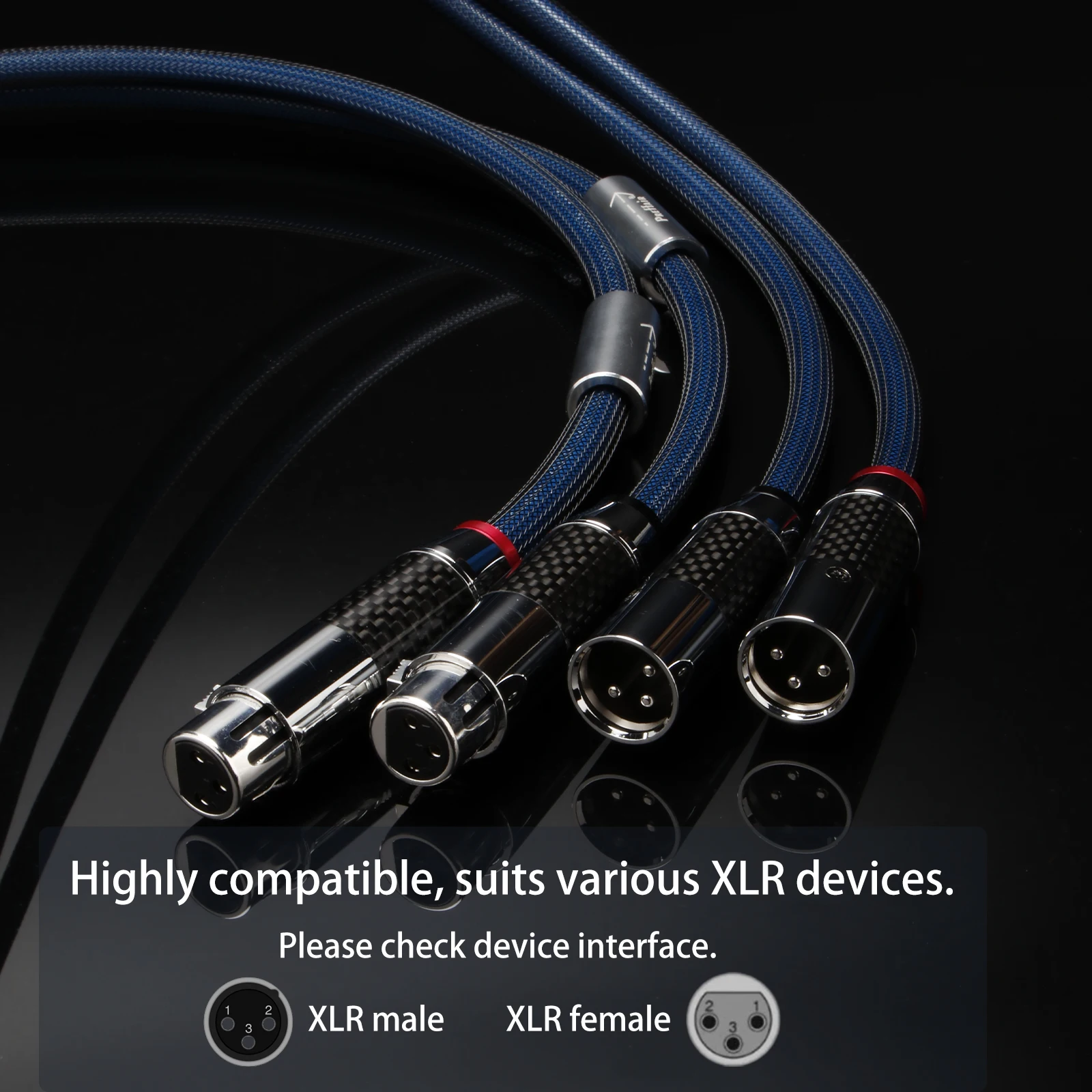 Hi-End XLR-Kabel, versilbert, 3-poliges XLR-auf-XLR-Kabel, Audio-Verlängerungskabel für Mikrofonverstärker – Detail 2
