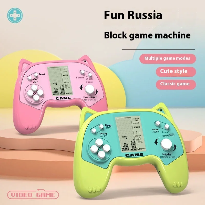 

New Mini Russian Building Block Game Console Handheld Mini Palm Game Nostalgic Creative Puzzle Old Style Toy Gifts For Children