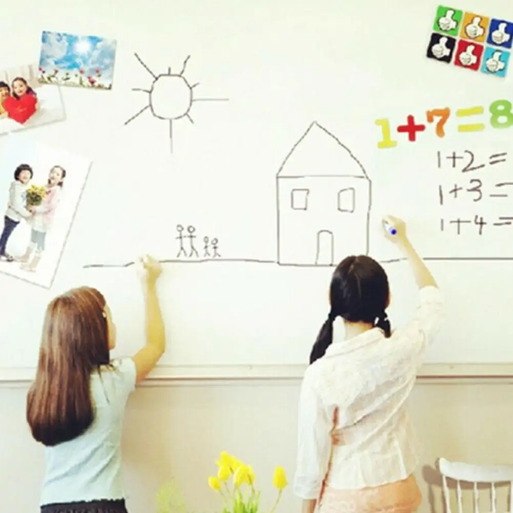 PVC Waterproof Whiteboard Sticker Non-Damaging Removable Children's Room Drawing Graffiti Wall Sticker With Pen 45*200cm