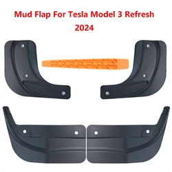 4Pcs Mud Flaps For Tesla Model 3 2024 Refresh Highland Splash Guards Mudguards Mudflaps Fenders Protector Front Rear No Drilling