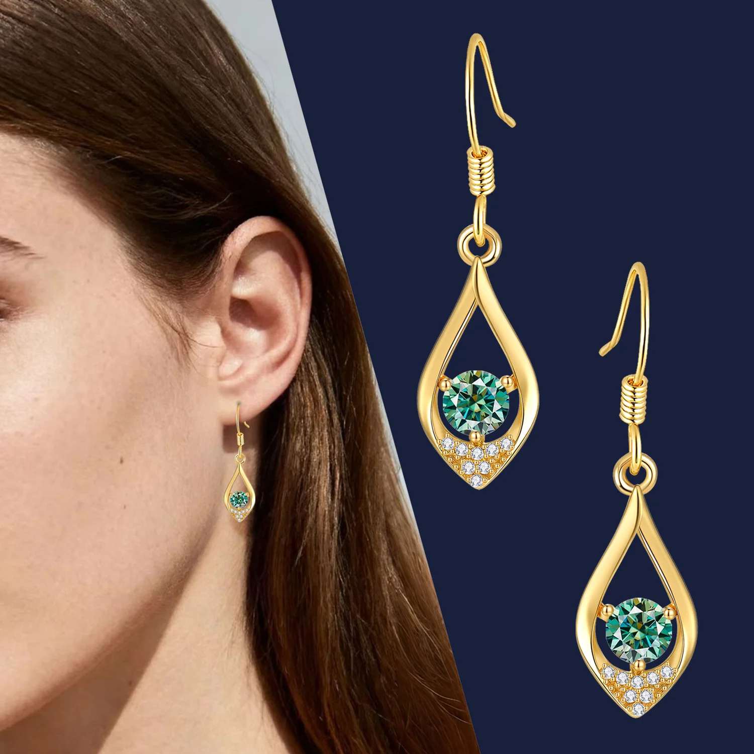 

LAMVOICE 1 carat moissanite earrings, designer item high quality, S925 sterling silver, valentine’s Day, gift for daughter