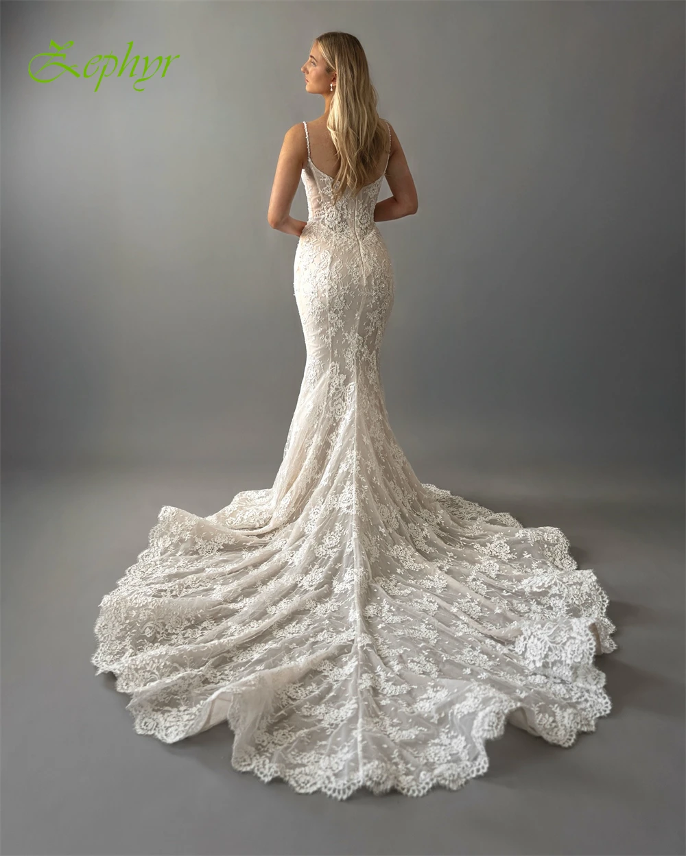 Customized Elegant Ivory Lace Bridal Gowns Boho Sweetheart Sleeveless Wedding Dress Sexy Mermaid Court Train Vestido De Novia