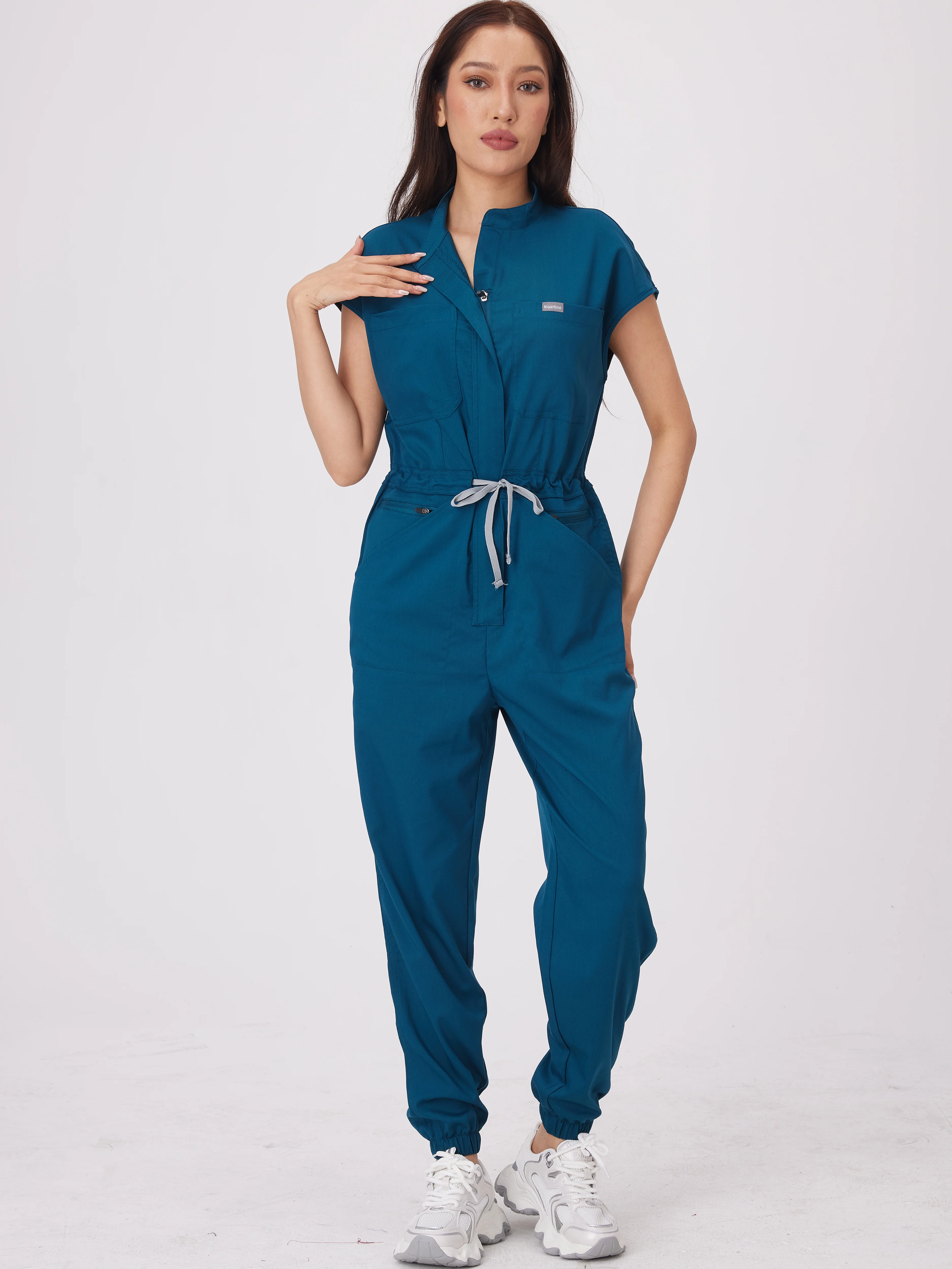 New style Medical Apparel Scrub Uniform Women Short Sleeved Scrubs Jumpsuit Medical Hospital Clothing Scrub Uniforms with Pocket