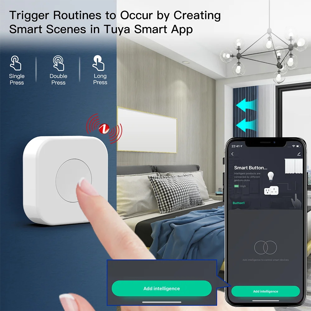 Tuya Smart Zigbee Switch Push Button One Key Control Scene Wireless Smart Life Remote Controller Home Automation Switch
