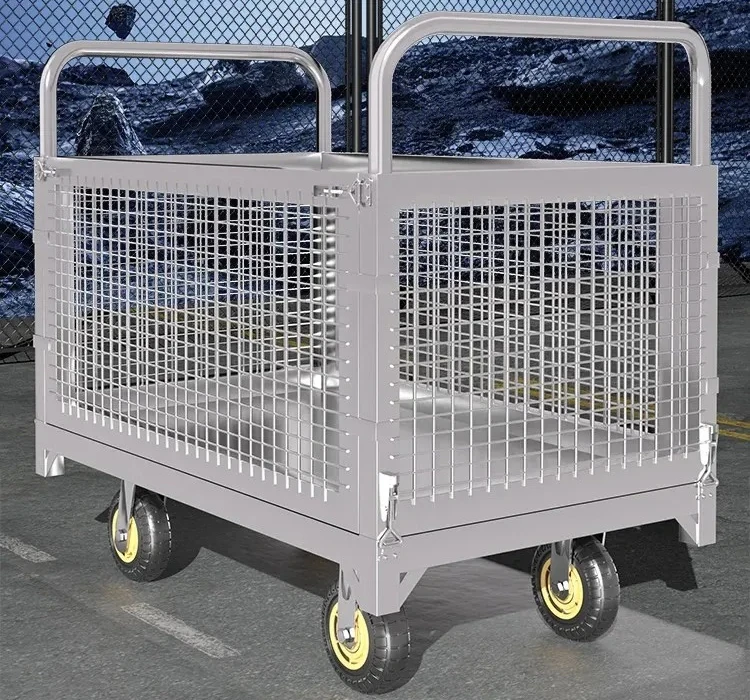 Fence Handcart Cart, Handling  Picking Truck With Guardrail, Flatbed Truck, Pushing  Pulling Goods, Small Cart