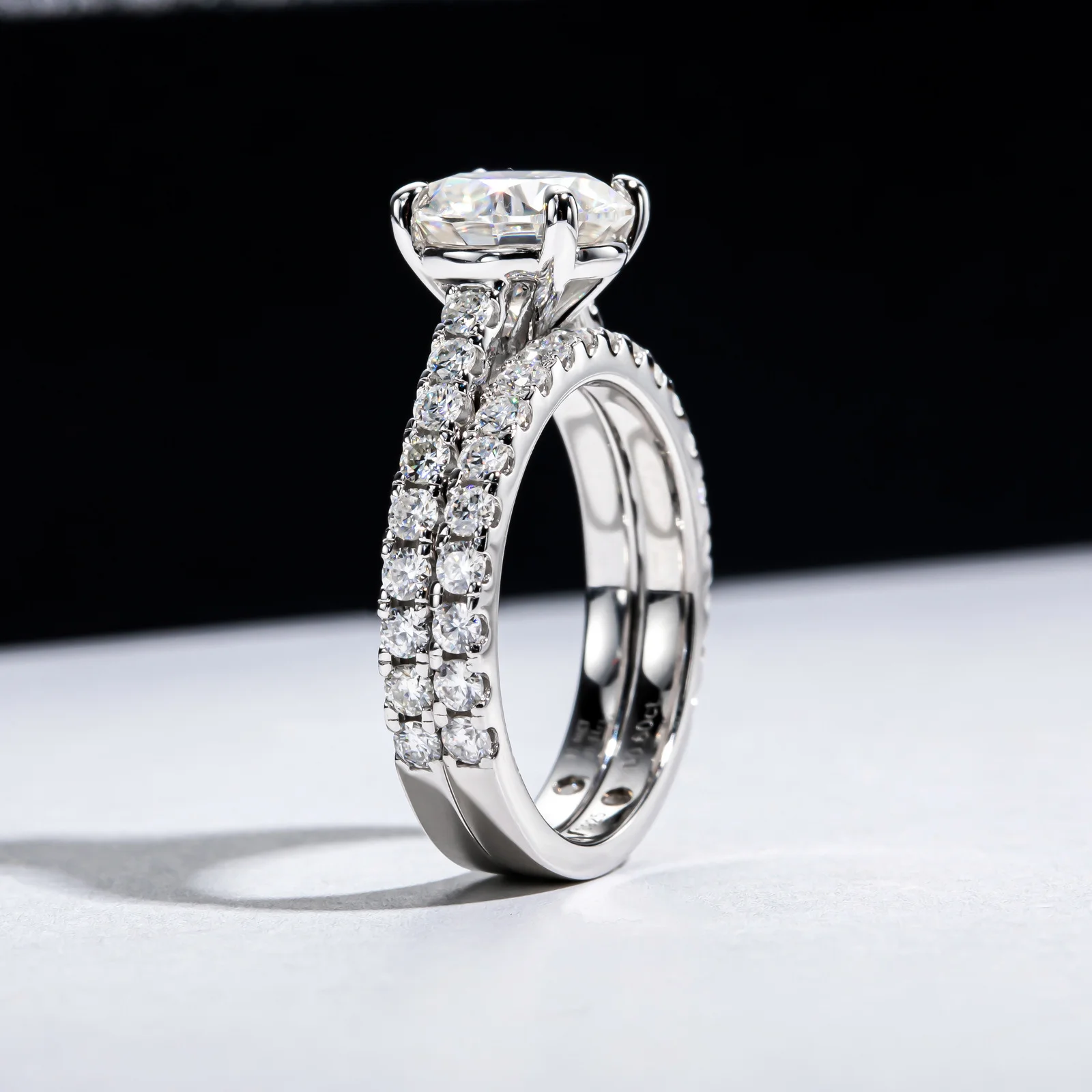 Metis 3carat Moissanite Bridal Ring Set 925 Sterling Silver Round Cut D Color VVS1 Engagement Rings with Certificate