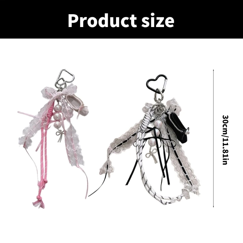 Ballet Shoe Keychain Charm Elegant Ballerinas Pendant for Bag and Phone Sturdy Lace Farbic Materials Fashion Accessory