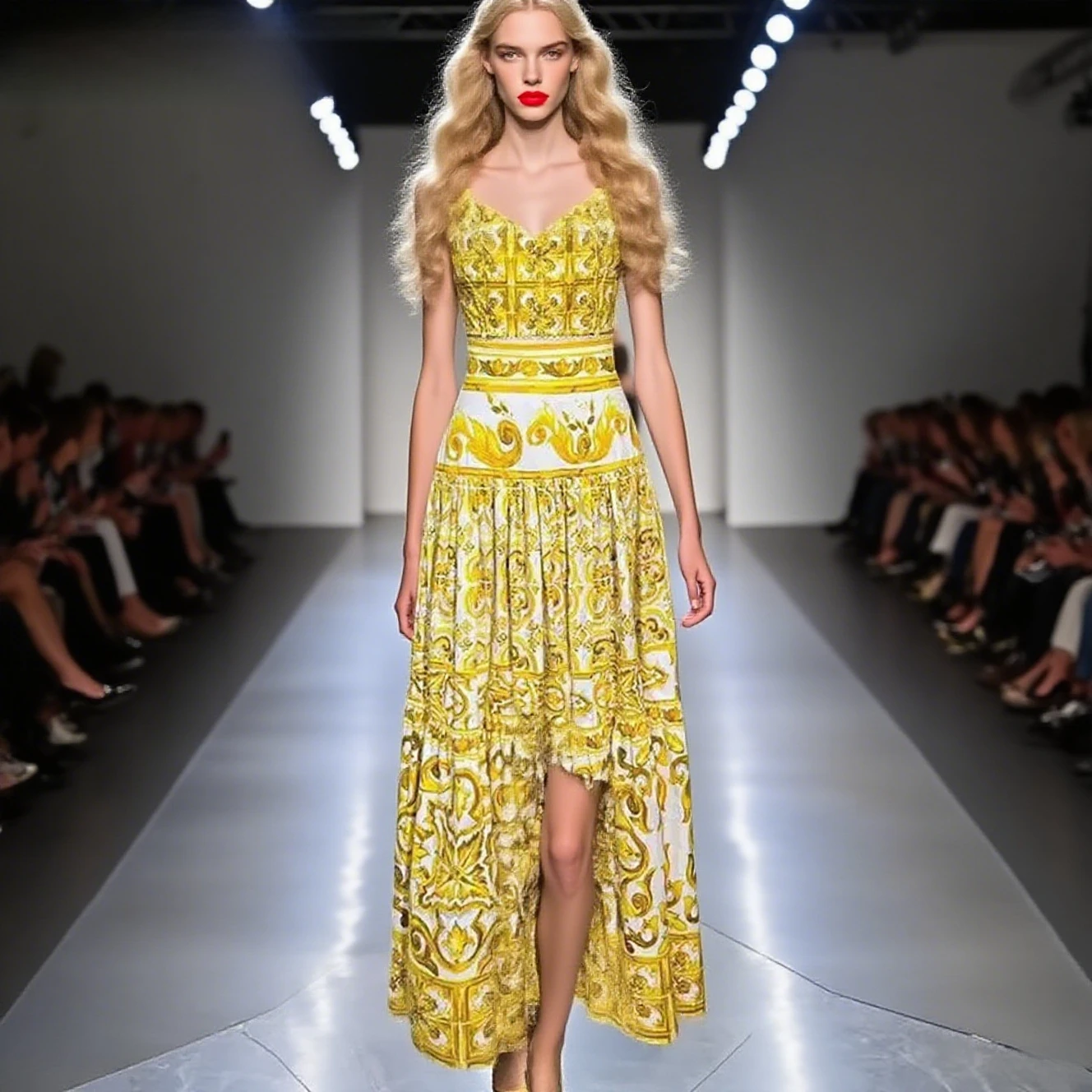 

Модный летний женский костюм с разрезом на шее, шелковый топ с длинными рукавами + хлопковая плиссированная юбка, комплект из двух предметов с принтом в стиле барокко