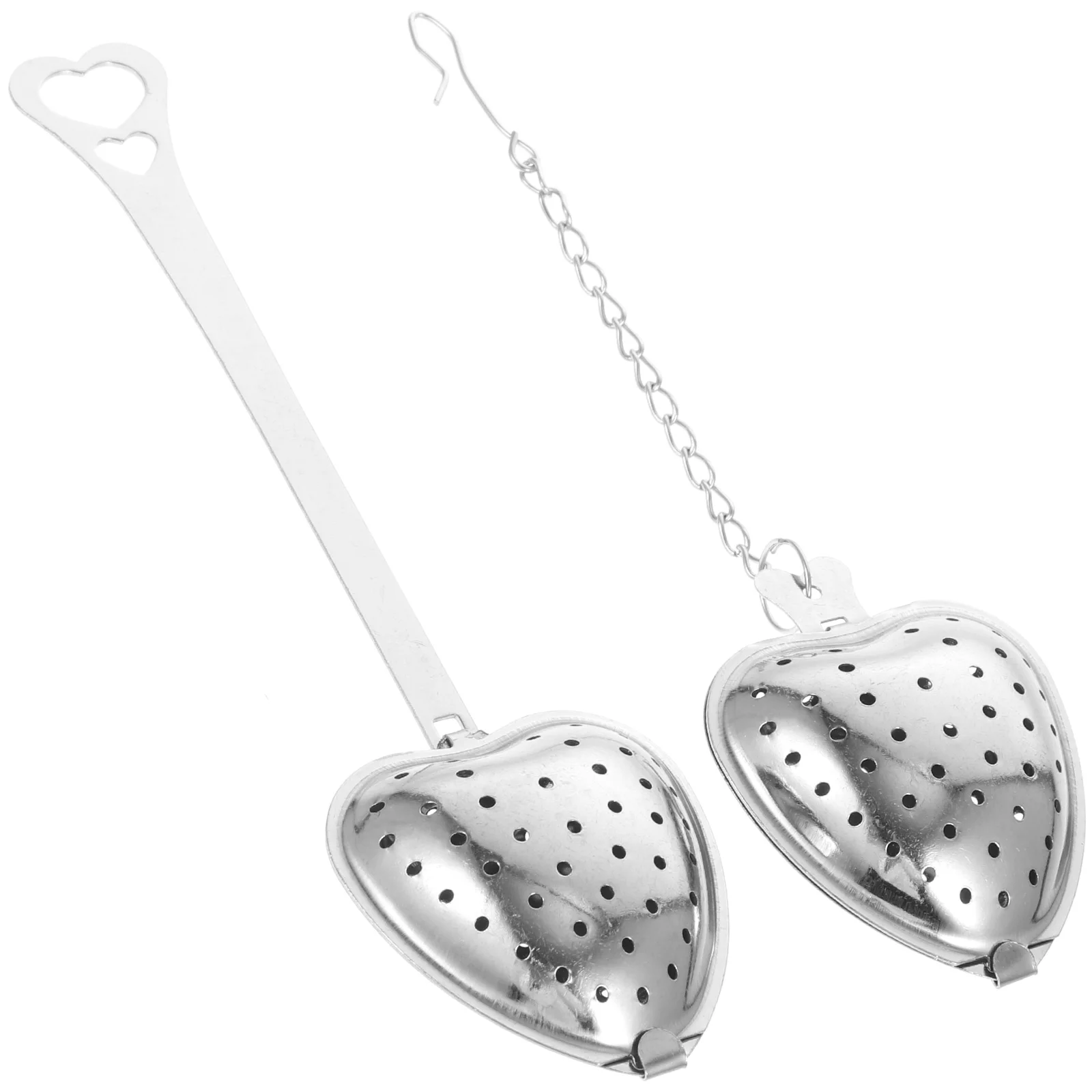 

2pcs Heart Shaped Strainer Stainless Steel Fine Mesh High Temp Resistant Household Office Use Infuser Filter
