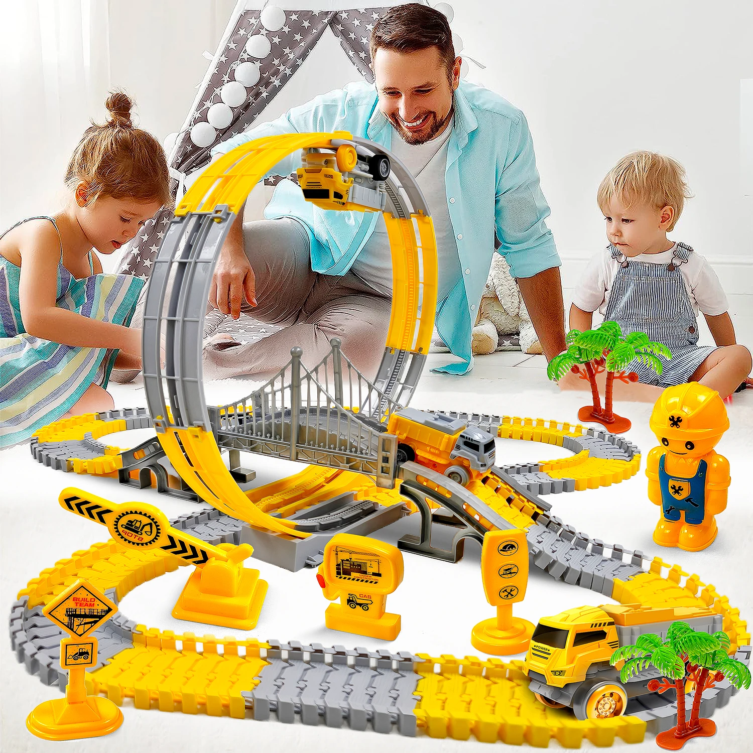 Kids Electric Track Toy Engineering Minin Car Boy Toys Magic Climbing Rail Track Car Train For Children Birthday Christmas Gifts