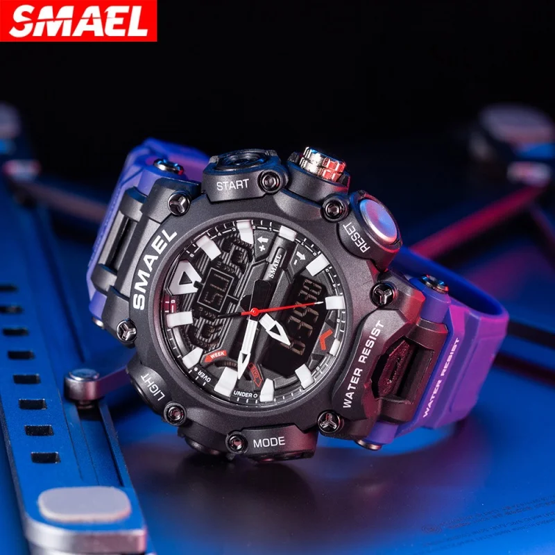 SMAEL 8053 relojes electrónicos de moda para hombres calendario luminoso Esfera Grande multifunción impermeable deportes al aire libre reloj de pulsera masculino