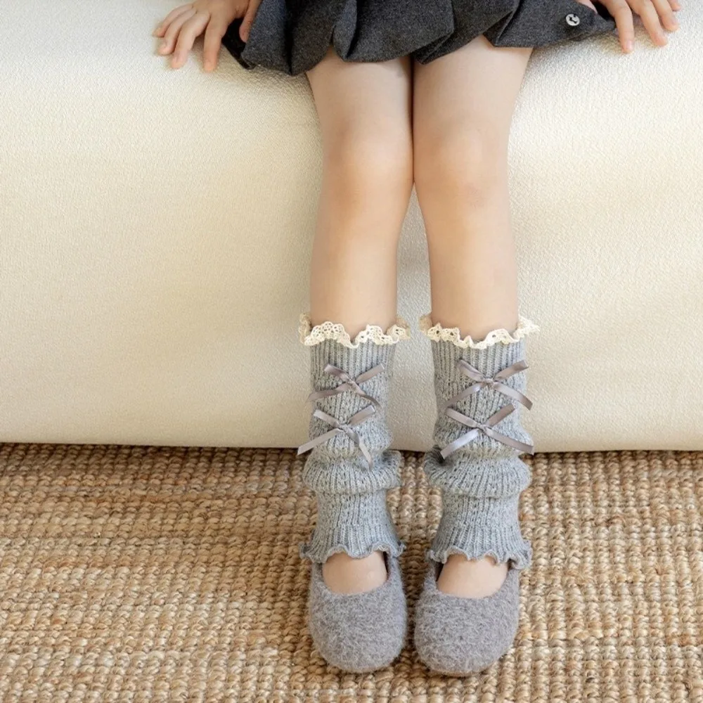 

New Solid Color Leg Warmers Thickened Knitted Middle Tube Socks Lolita Harajuku Hosiery Gift