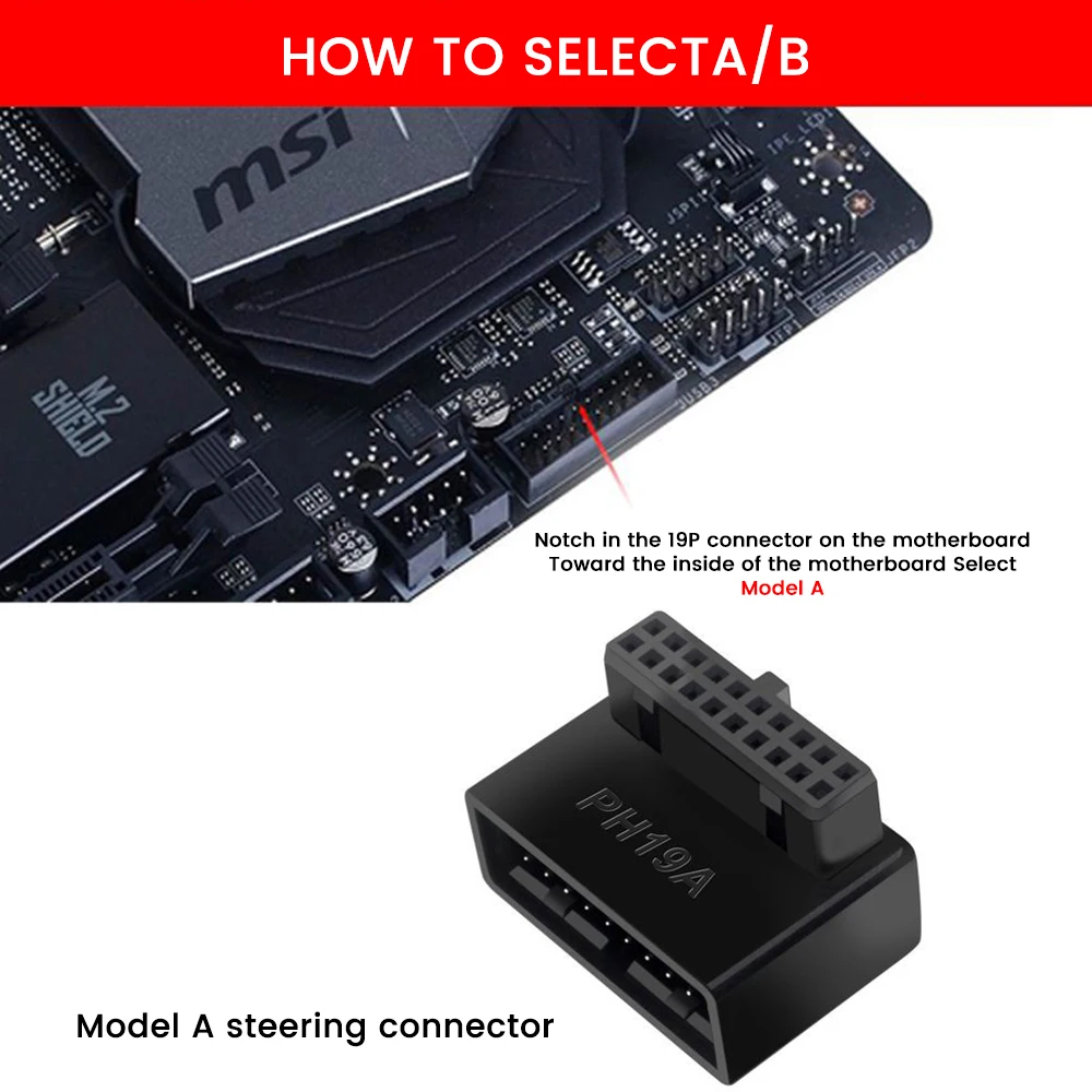 Conector del SIM de la placa base del ordenador USB 3.0 19pin / 202pin 90 grados accesorio de escritorio del convertidor de escritorio