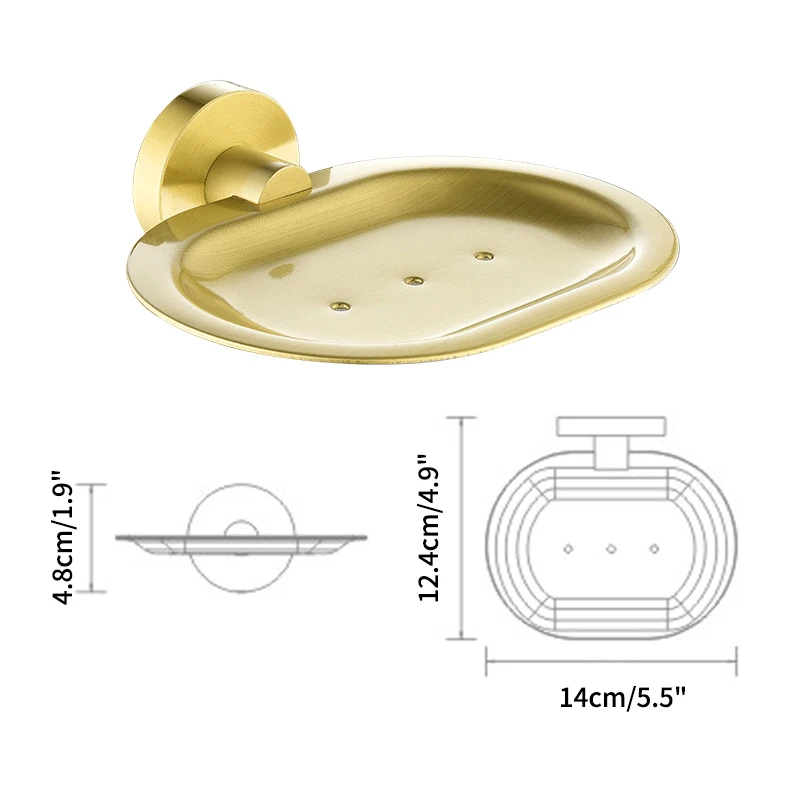 Brushed Gold 304 Stainless Steel Soap Rack Wall Mounted Metal Dish Holder Bathroom Accessories Chrome Black Rose Gold
