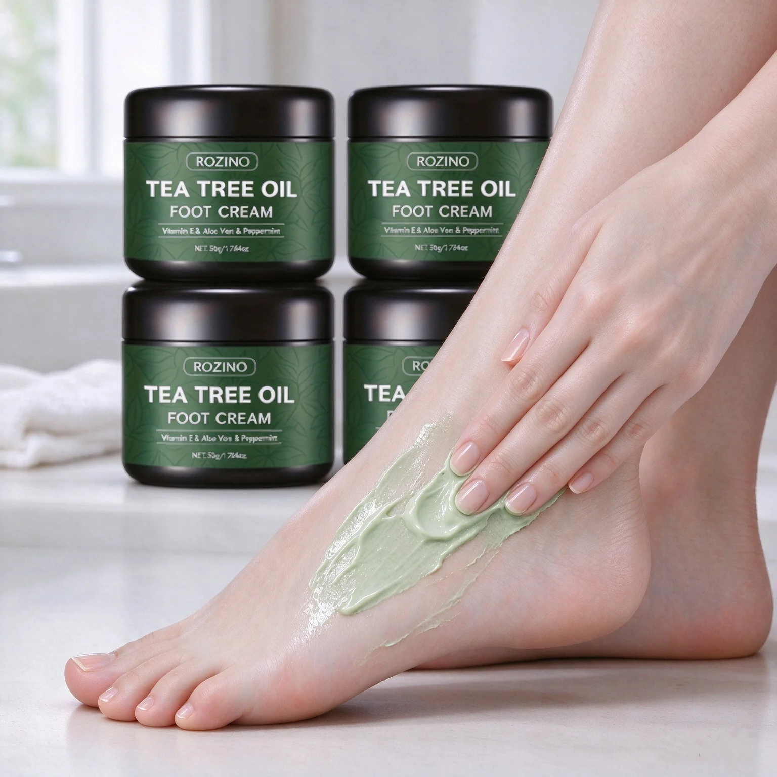 4-pack Tea Tree Oil Cracked Cream - Anti-crack Moisturizing, Highly Moisturizing Light Beige, Suitable For Dry Areas Such As Hands, Insteps, Ankles, Etc., Softens Skin And Relieves Cracks, Designed For Dry And Cracked Skin