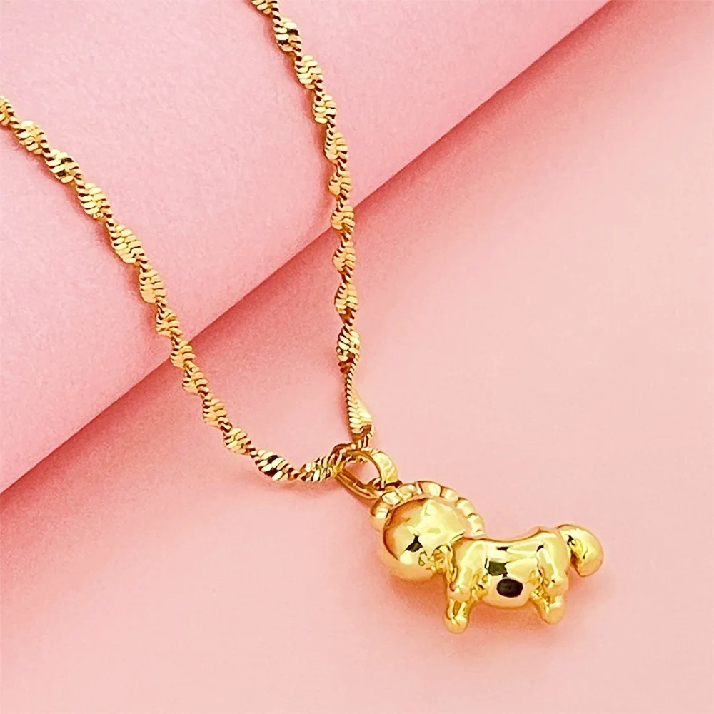 Fashion Gold Color Copper Gold Plated Vacuum Plating Women's Pony Pendant Necklace Plated 24K Gold Fashion Jewelry Birthday Gift